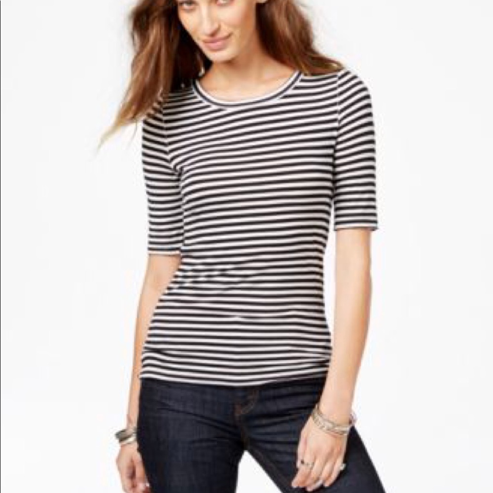 Free People B&W Striped T-shirt